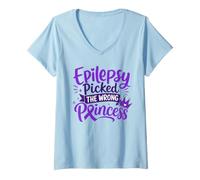 Women's Epilepsy Picked The Wrong Princess Epilepsy Awareness V-Neck T-Shirt