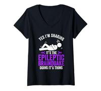 Womens Epilepsy Warrior Epilepsy Awareness V-Neck T-Shirt