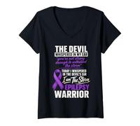 Women's EpilepsyWarrior Purple Ribbon Awareness V-Neck T-Shirt