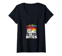 Women's Equal Rights Or I Bites LGBT Pride Rainbow Cat V-Neck T-Shirt