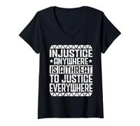 Womens Equality for All Injustice Anywhere is a Threat to Justice e V-Neck T-Shirt