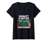 Women's Equality is Greater Than Division Anti Racism Math Humor USA V-Neck T-Shirt