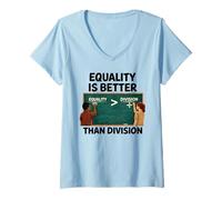 Women's Equality is Greater Than Division Anti Racism Math Humor USA V-Neck T-Shirt