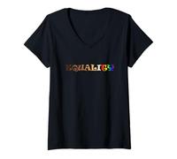 Womens Equality LGBTQIA+ Rainbow Design Pride & Anti-Racism V-Neck T-Shirt