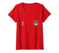 Womens Equatorial Guinea Number 2 Sports Jersey Football # Two V-Neck T-Shirt