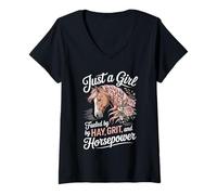Womens Equestrian Horseback Riding Cute Horse Rider for Girls V-Neck T-Shirt