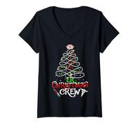 Womens ER Nurse Christmas Crew Nursing Stethoscope Christmas Tree V-Neck T-Shirt