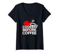 Women's ER Nurse Code 99 Before Coffee Medical Humor V-Neck T-Shirt