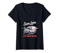Womens ER Nurse Emergency Department Save Lives Its What We Do V-Neck T-Shirt