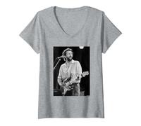 Women's Eric Clapton Slowhand Live Photo By David Corio V-Neck T-Shirt