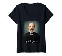 Women's Erik Satie Composser Pianist V-Neck T-Shirt
