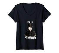 Womens Erik The Phantom of Gothic Shadow V-Neck T-Shirt