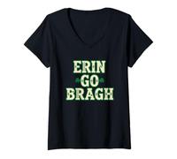 Women's Erin Go Bragh Bold Irish Pride Serif Stacked Lettering V-Neck T-Shirt