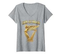 Women's Erin Go Bragh Irish Heritage, Celtic Harp Emblem Design V-Neck T-Shirt