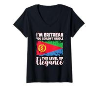 Womens Eritrea Flag Proud Elegant Eritrean Boyfriend Girlfriend V-Neck T-Shirt