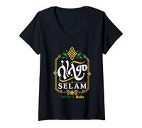 Women's Eritrean Flag Habesha Selam Hello Tigrinya Diaspora V-Neck T-Shirt