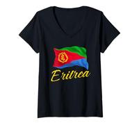 Womens Eritrean Flag of Eritrea Patriotic African Men Women Kids V-Neck T-Shirt