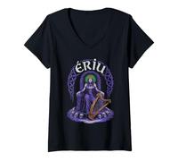 Womens Ériu Celtic Goddess of Ireland Mythical Sovereignty V-Neck T-Shirt