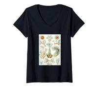 Women's Ernst Haeckel Aquatic Life - Vintage Marine Biology Art V-Neck T-Shirt