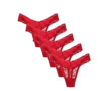 Women's Erotic Knickers Panties for Women Sexy Ladies Underwear Lace Underwear Women Womens Underwear Briefs Ladies Thongs 5-Pack Sexy Transparent Lace Hollow Low Waist Thong T-Pants Red