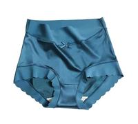 Women's Erotic Knickers Womens Premium Satin Ice Silk High Waist Satin Ice Silk Shaping Briefs Ice Silk High Waist Pantie Cotton Cycling Shorts Women Undershorts Women (Blue, M)