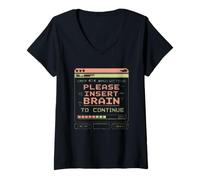 Womens Error 404 Brain Not Found Please Insert Brain V-Neck T-Shirt