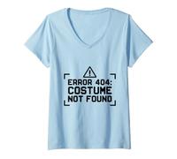 Women's Error 404 Costume Not Found Funny Lazy Halloween Outfit V-Neck T-Shirt