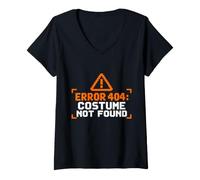Women's Error 404 Costume Not Found Lazy Halloween Outfit V-Neck T-Shirt