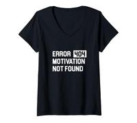 Women's Error 404 Motivation Not Found - Funny Computer V-Neck T-Shirt