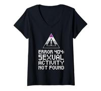 Women's Error 404 Sexual Activity Not Found - Funny Asexual Pride V-Neck T-Shirt
