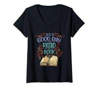 Womens ES Ist EIN Guter Tag Um EIN Buch Zu Lesen Books Readers Reading V-Neck T-Shirt