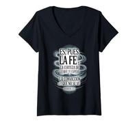 Womens ES Pues La Fe - Hebreos 11:1 Spanish Bible Verse Christian V-Neck T-Shirt