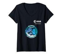 Womens ESA European Space Agency Mission MetOp-SG A Patch V-Neck T-Shirt