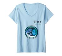 Womens ESA European Space Agency Mission MetOp-SG A Patch V-Neck T-Shirt