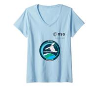 Women's ESA European Space Agency Mission Sentinel-5P Patch V-Neck T-Shirt