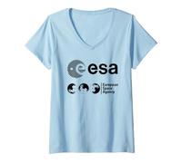 Women's ESA European Space Agency Moon Phases V-Neck T-Shirt