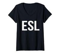 Women's ESL English as a Second Language Week Appreciation Day V-Neck T-Shirt
