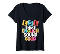 Womens ESL Teacher English Second Language Multilingual Teaching V-Neck T-Shirt