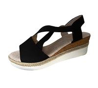 Womens Espadrille Platform Sandals Elastic Criss Cross Straps Open Toe Flatform Summer Wedge Casual Holiday Shoes Bronze