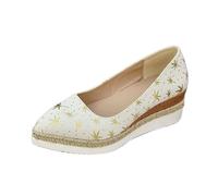 Women's Espadrille Platform Wedges Slip On Comfortable Cushion Lightweight Walking Shoes Formal Wedding Party Date Shoe Dressy Office Teachers Heels (White, 6)