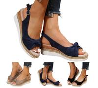 Womens Espadrille Sandals Sling Back Wedges For Women Peep Toe Bow Sandals Platform Orthopedic Footwear Orthopedic Shoes With Arch Support Sandal Mid Wedge Heel Shoe Fish Mouth Walking Shoes