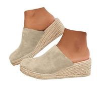 Women's Espadrille Shoes Closed Toe Wedge Sandals Summer Beach Boho Suede Espadrilles Wedges Slingback Mid Heels Fashion Sandal Shoes Casual Walking Orthopedic Platform Slippers UK