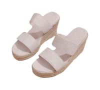 Womens Espadrille Slides Wedge Sandals Wide Fit Open Toe Slip-on Sandals Ladies Soft Breathable Wedge Walking Shoes Casual Summer Beach Slippers Orthotic Bunion Corrector Sandal Sliders