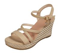 Women's Espadrille Wedge Sandals Ankle Strap Criss Cross Straps Open Toe, Raffia Platform Casual Sandals with Adjustable Buckle Soft Cushioned Footbed for Beach Trips Garden Parties Summer Holidays