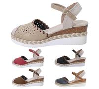 Womens Espadrille Wedge Sandals Ladies Slingback Sandal Ankle Strap Wide Fit Slip on Walking Shoes Orthopedic Sliders with Arch Support Closed Toe Platform Slippers Prom Bridal Party Shoes