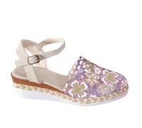 Women's Espadrille Wedge Sandals UK Clearance, Ladies Flower Printed Mules Sliders Orthopedic Slippers Closed Toe Slides Ankle Strap Shoes Slingback Sandal Wide Fit Slider Slip On Walking Slide