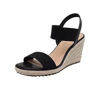 Women's Espadrille Wedge Sandals UK Clearance, Open Toe Platform Sandal Sling Back Sandals Summer Vintage Hessian Wedges Sandals Walking Sandals Slippers Dress Shoes for Outdoor Beach Wedding