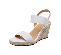 Women's Espadrille Wedge Sandals UK Clearance, Open Toe Platform Sandal Sling Back Sandals Summer Vintage Hessian Wedges Sandals Walking Sandals Slippers Dress Shoes for Outdoor Beach Wedding