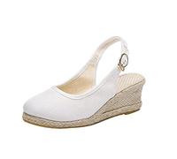 Women's Espadrille Wedge Sandals UK Sale Clearance, Closed Toe Orthopedic Shoes Sling Back Sandals Hessian Wedges Sandals Platform Shoe with Arch Support Vintage Ankle Strappy Sandals Hiking Sandals