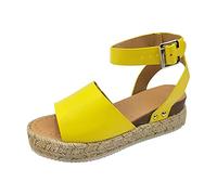 Womens Espadrilles Sandals Slingback Wedge Work Buckle Peep Toe Shoes Hessian Wedge Sandals Memory Foam Mid Heels Fashion Espadrille Ankle Strap Summer Shoes Ladies